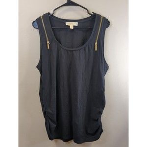 Michael Michael Kors Tank Top Womens 2xl Black Scrunched Sides Zippers